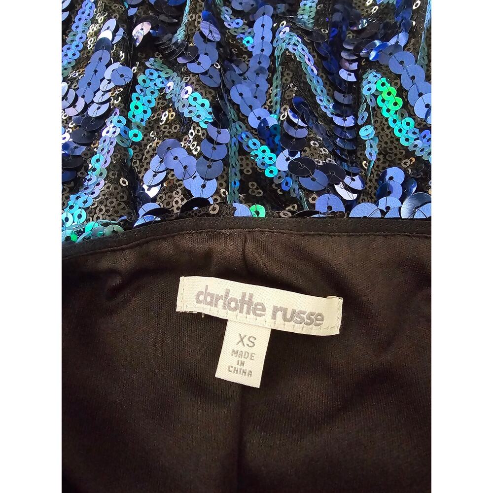 CHARLOTTE RUSSE Sequine Long Sleeve DRESS Blue Green Black Women's size XS - Picture 6 of 8